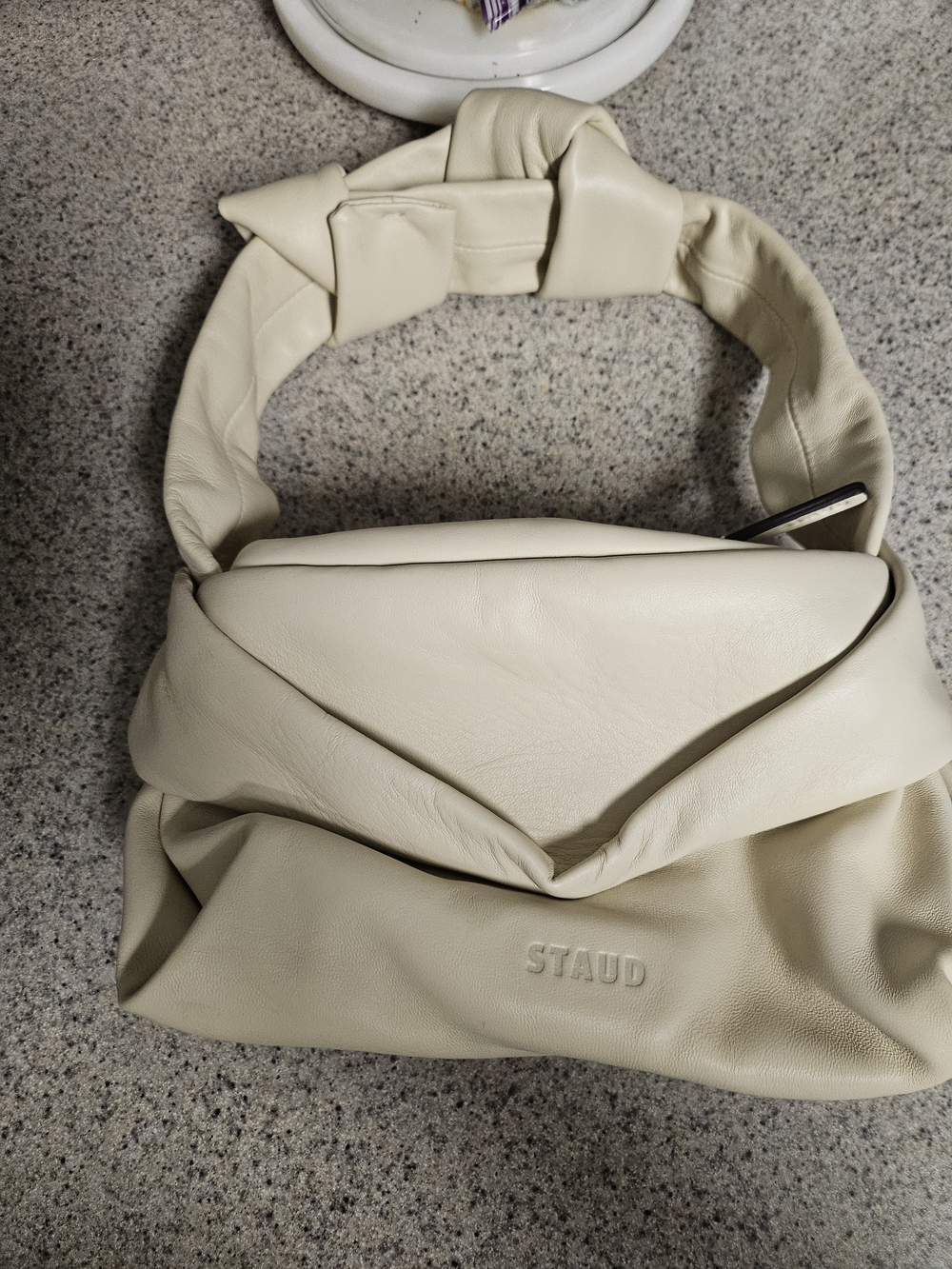 STAUD Beige Knotted Top Handle Bag  for Women
